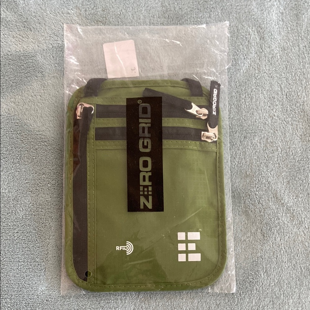 Green RFID Blocking Travel Wallet and Passport Holder
